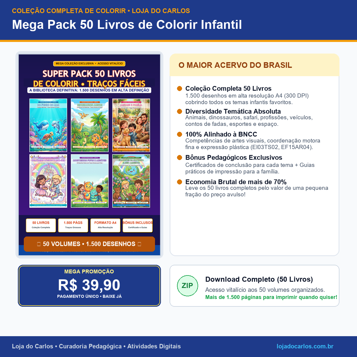 Mega Pack 50 Livros de Colorir Infantil