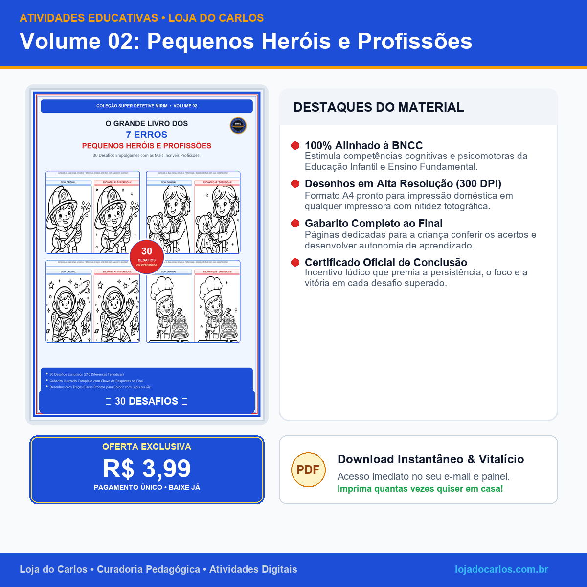 Coleção 7 Erros Infantil • Vol. 02: Pequenos Heróis e Profissões