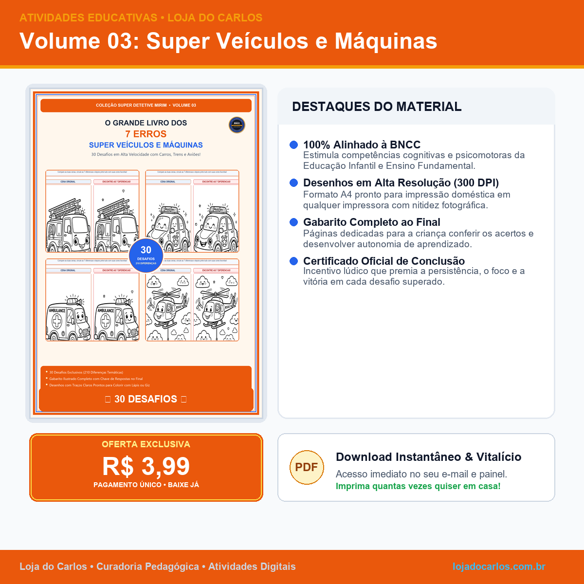 Coleção 7 Erros Infantil • Vol. 03: Super Veículos e Máquinas