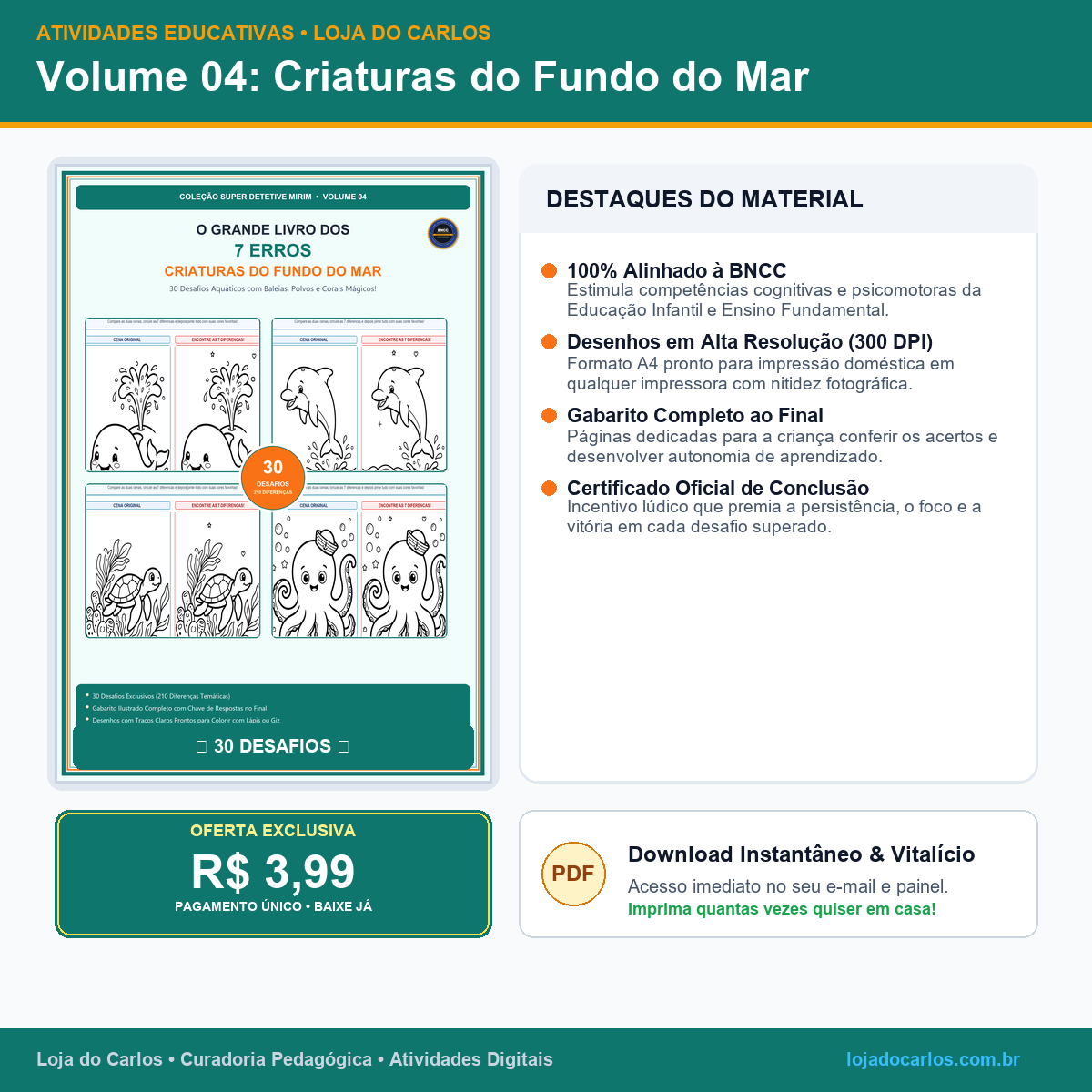 Coleção 7 Erros Infantil • Vol. 04: Criaturas do Fundo do Mar