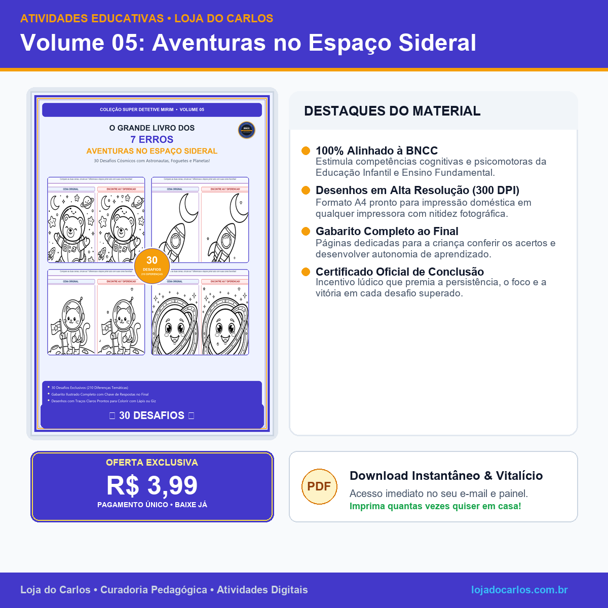 Coleção 7 Erros Infantil • Vol. 05: Aventuras no Espaço Sideral