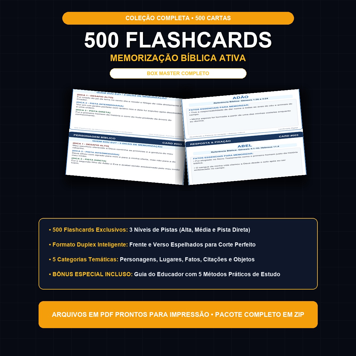 500 Flashcards de Memorização Bíblica — Coleção Master Completa