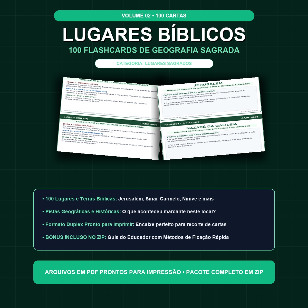 100 Flashcards Bíblicos — Volume 02: Lugares e Geografia Bíblica