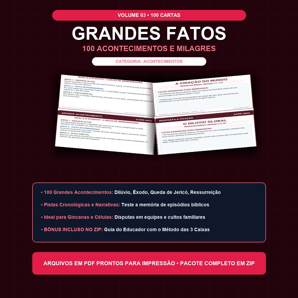 100 Flashcards Bíblicos — Volume 03: Grandes Acontecimentos