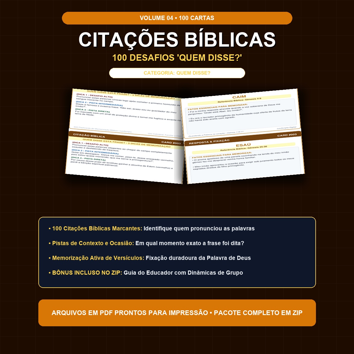 100 Flashcards Bíblicos — Volume 04: Citações e 'Quem Disse?'
