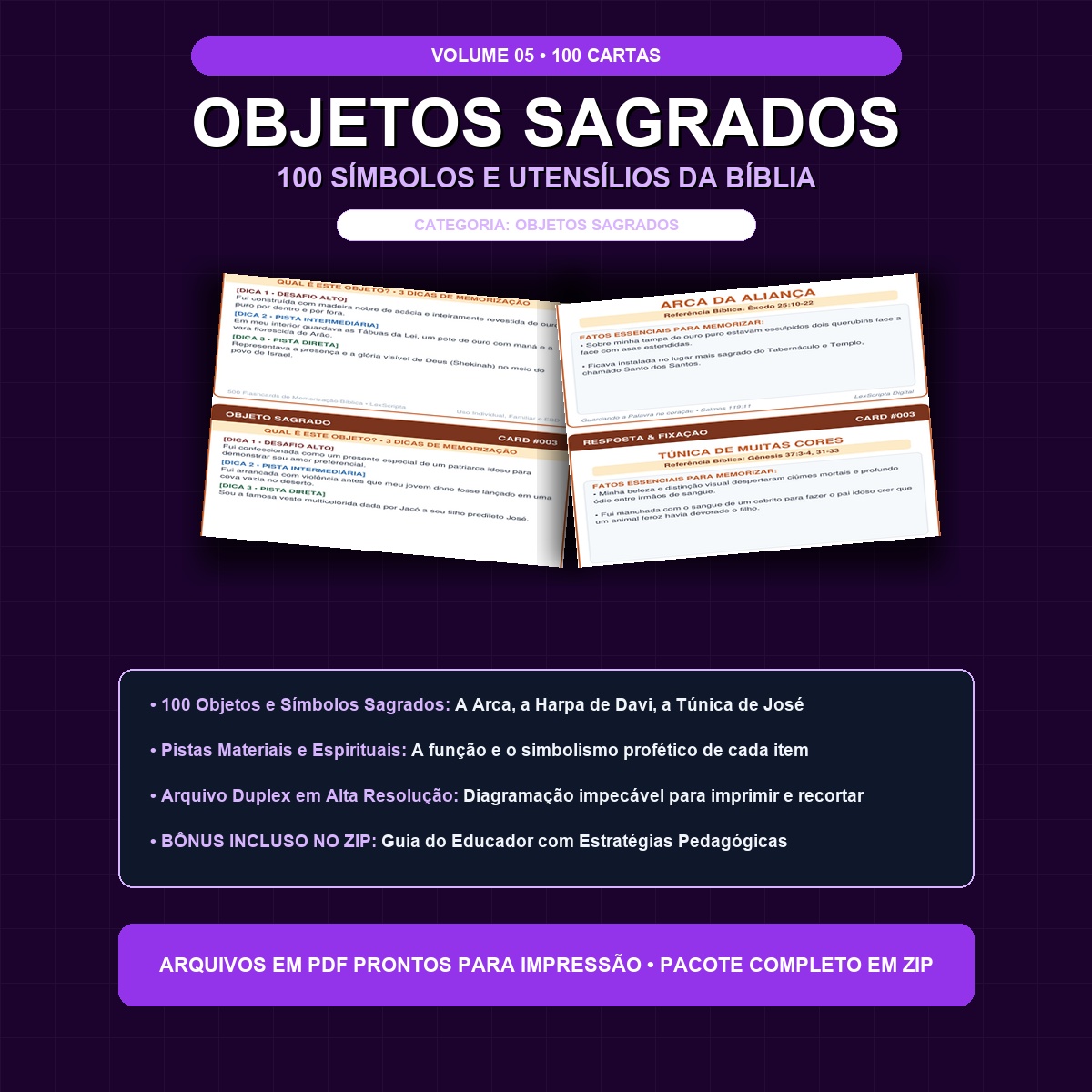 100 Flashcards Bíblicos — Volume 05: Objetos Sagrados e Símbolos