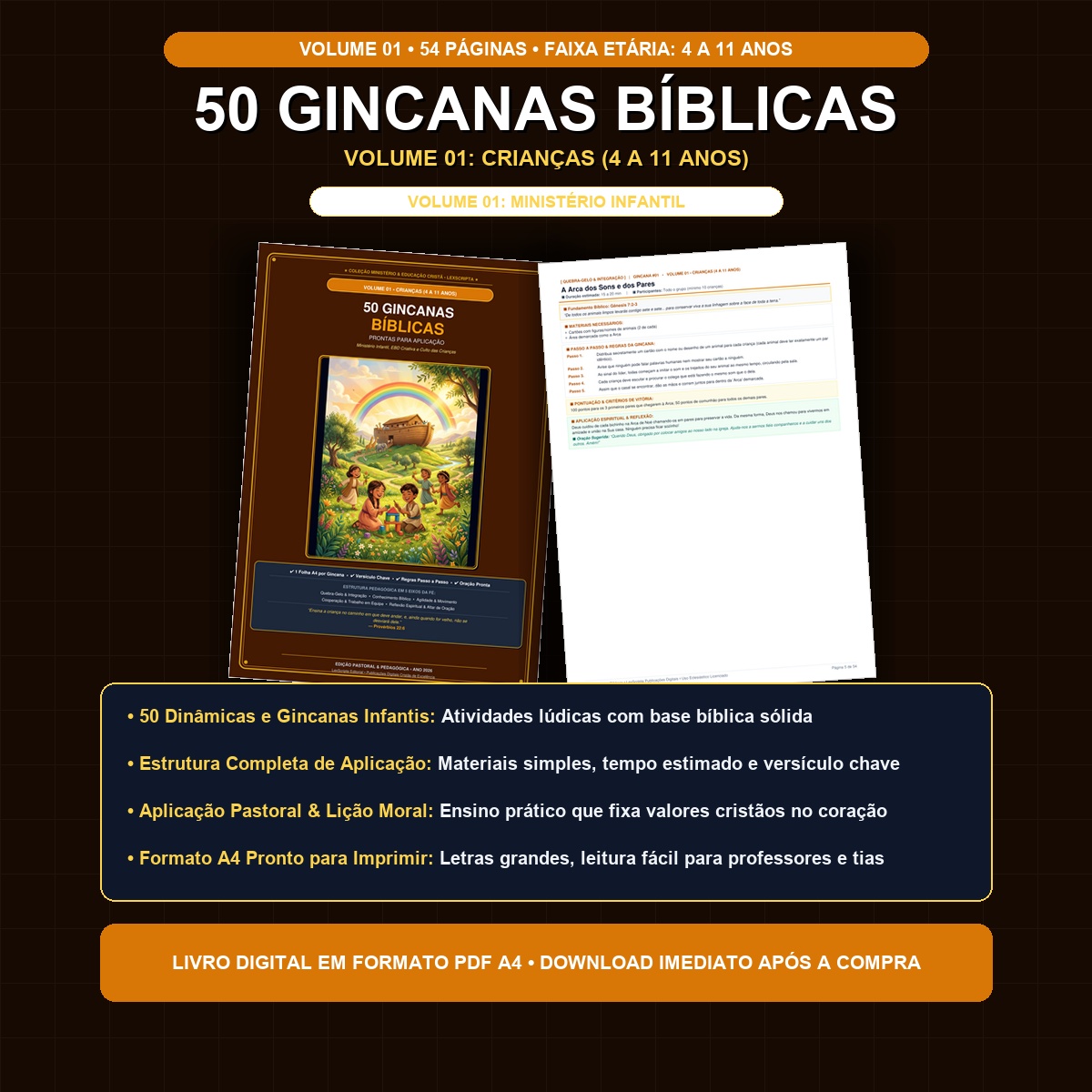 50 Gincanas Bíblicas para Crianças (4 a 11 anos) — Volume 01