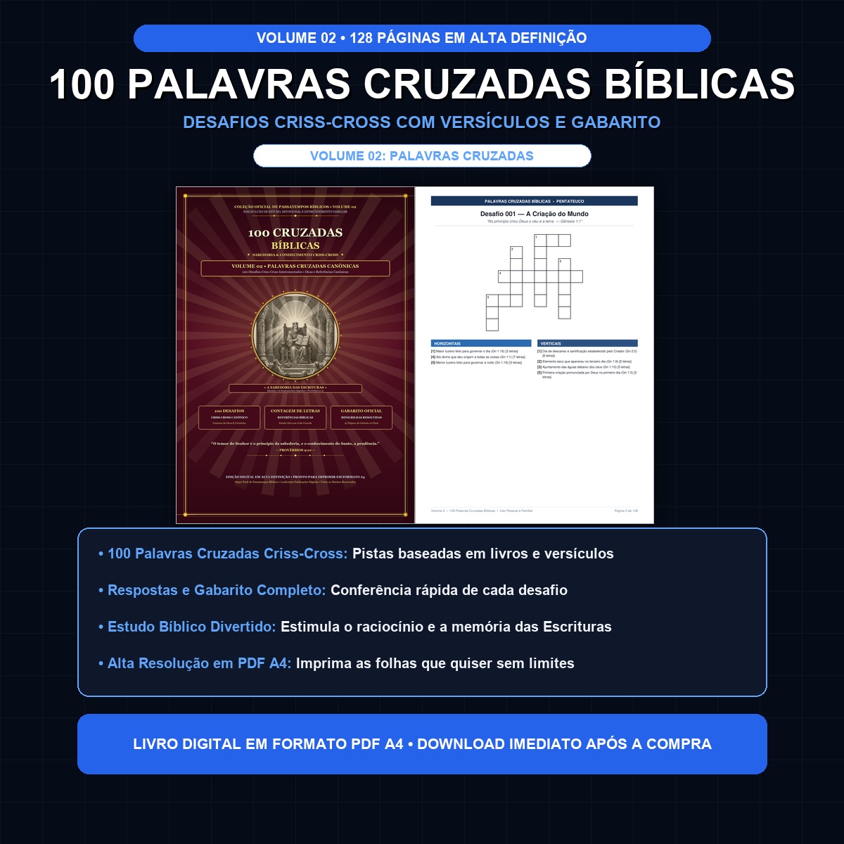 100 Palavras Cruzadas Bíblicas com Gabarito — Volume 02