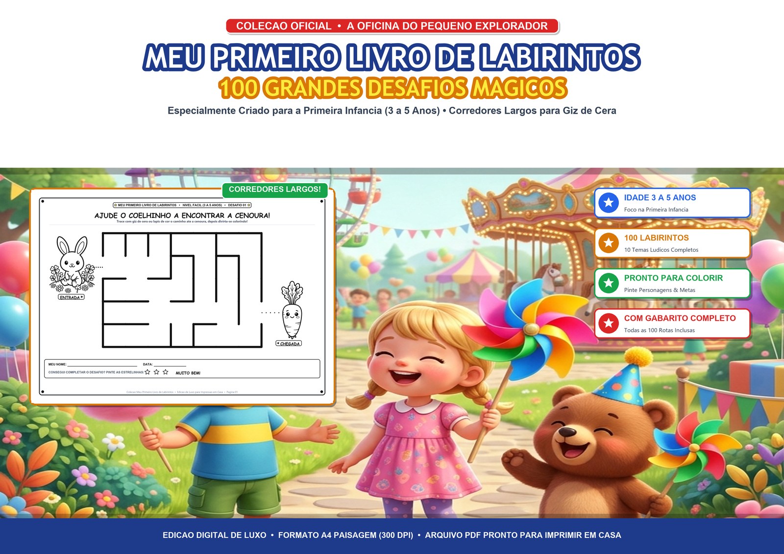 Meu Primeiro Livro de Labirintos (3 a 5 Anos) - 100 Desafios Mágicos