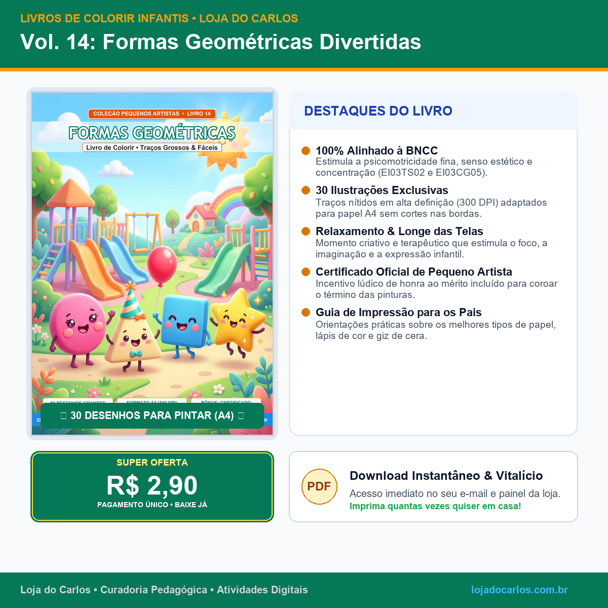 Livro de Colorir Infantil • Vol. 14: Formas Geométricas Divertidas
