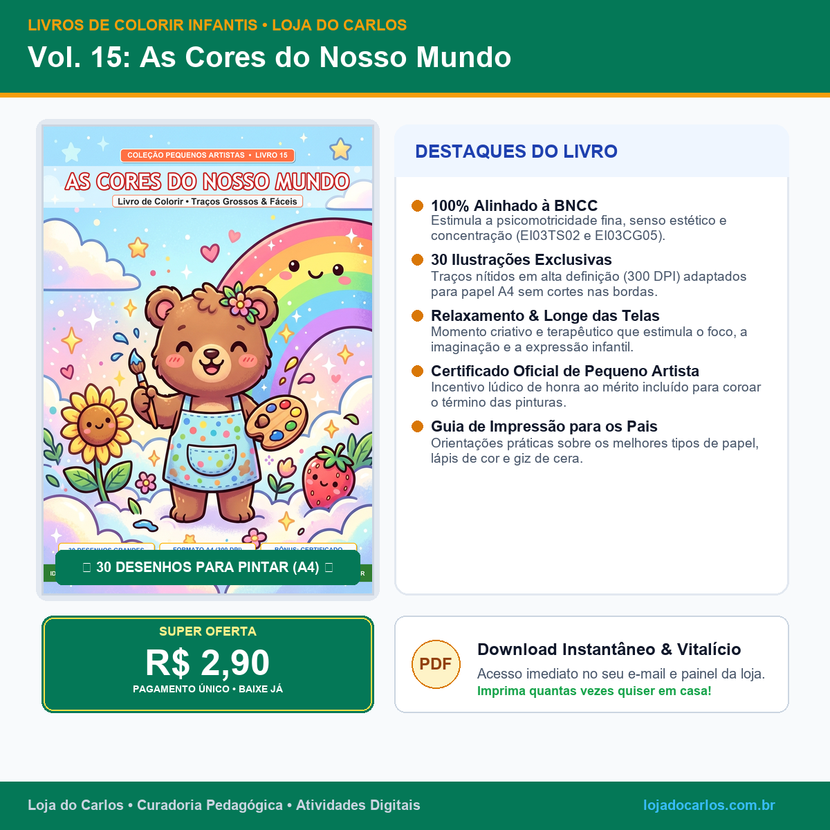 Livro de Colorir Infantil • Vol. 15: As Cores do Nosso Mundo