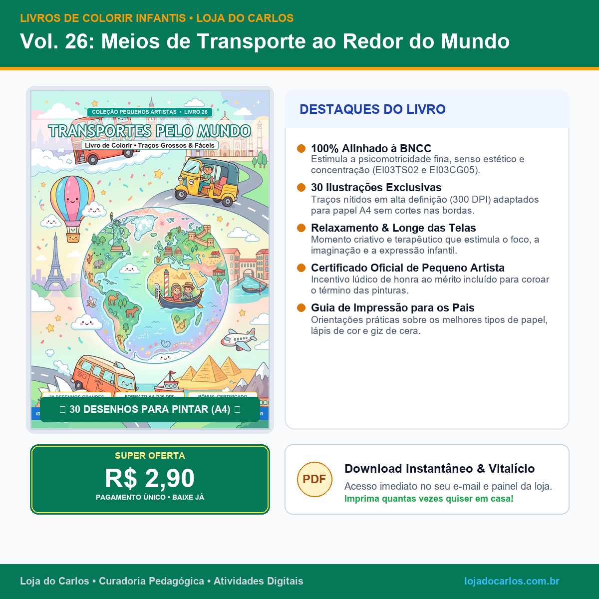 Livro de Colorir Infantil • Vol. 26: Meios de Transporte ao Redor do Mundo