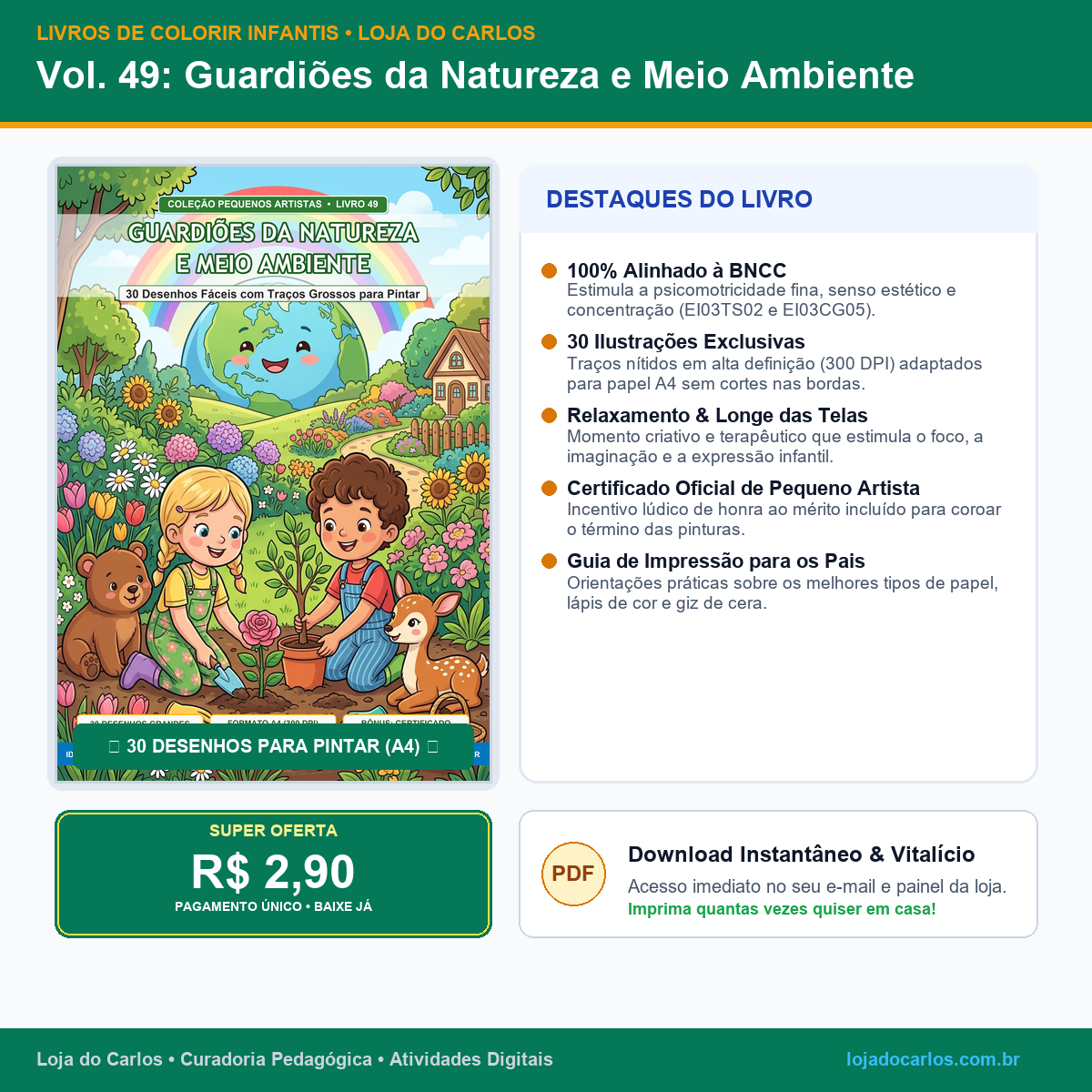 Livro de Colorir Infantil • Vol. 49: Guardiões da Natureza e Meio Ambiente