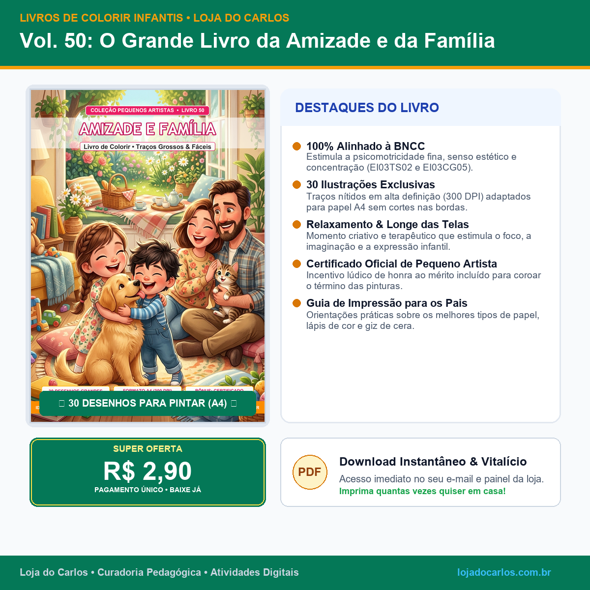 Livro de Colorir Infantil • Vol. 50: O Grande Livro da Amizade e da Família