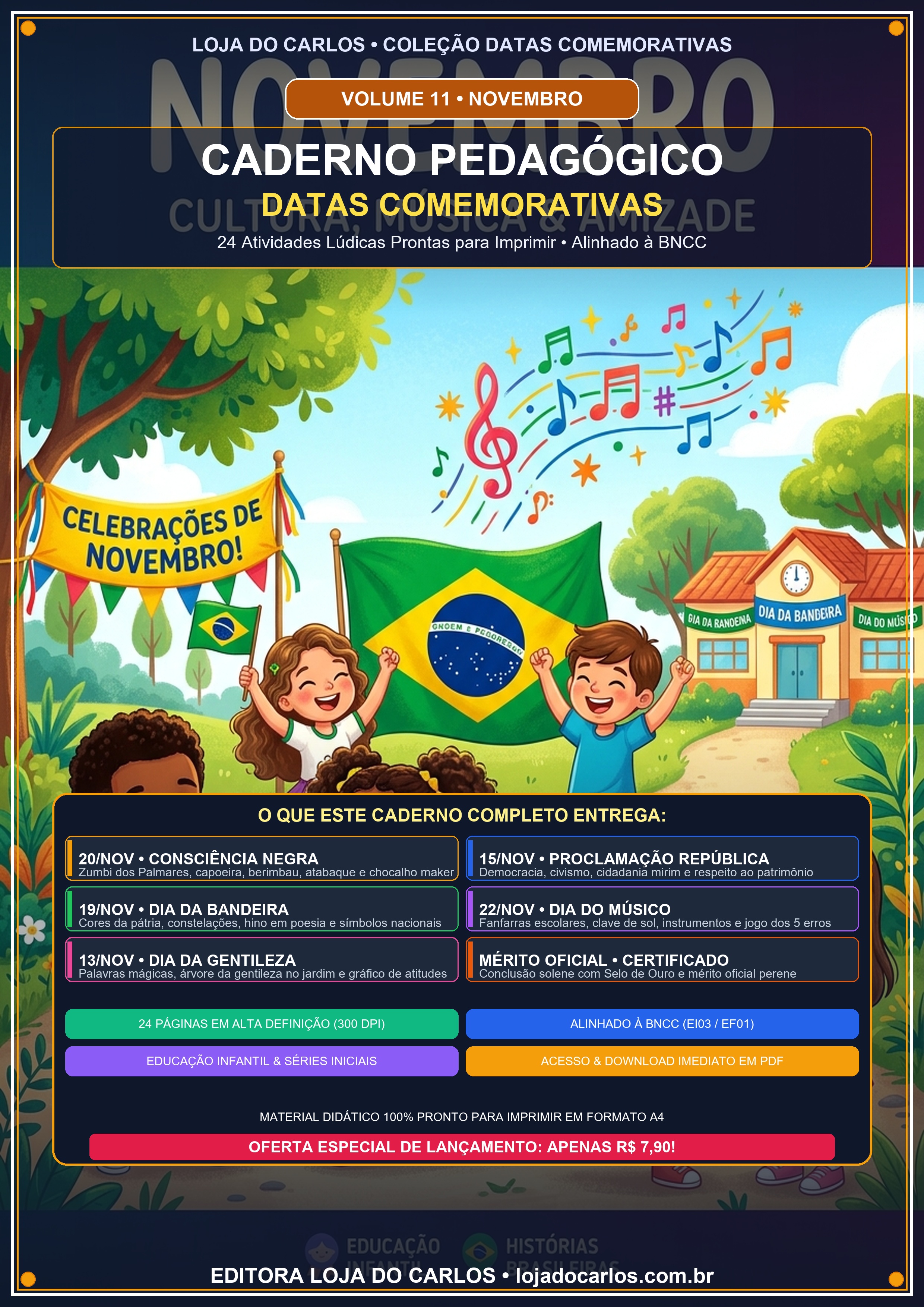 Caderno Pedagógico de Datas Comemorativas: Novembro (Vol. 11)