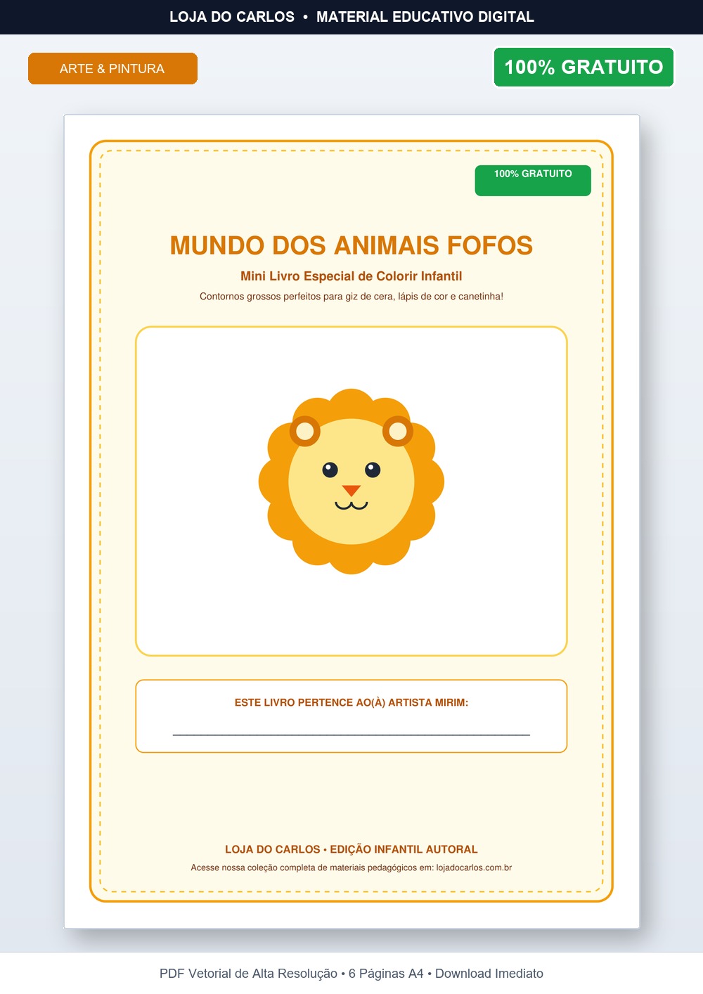 Mini Livro de Colorir: Mundo dos Animais Fofos