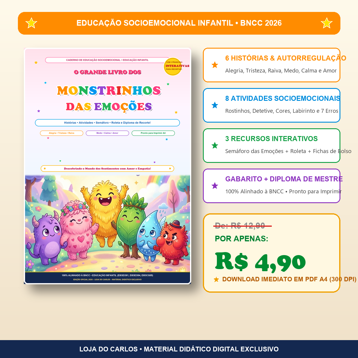 O Grande Livro dos Monstrinhos das Emoções: Atividades Socioemocionais