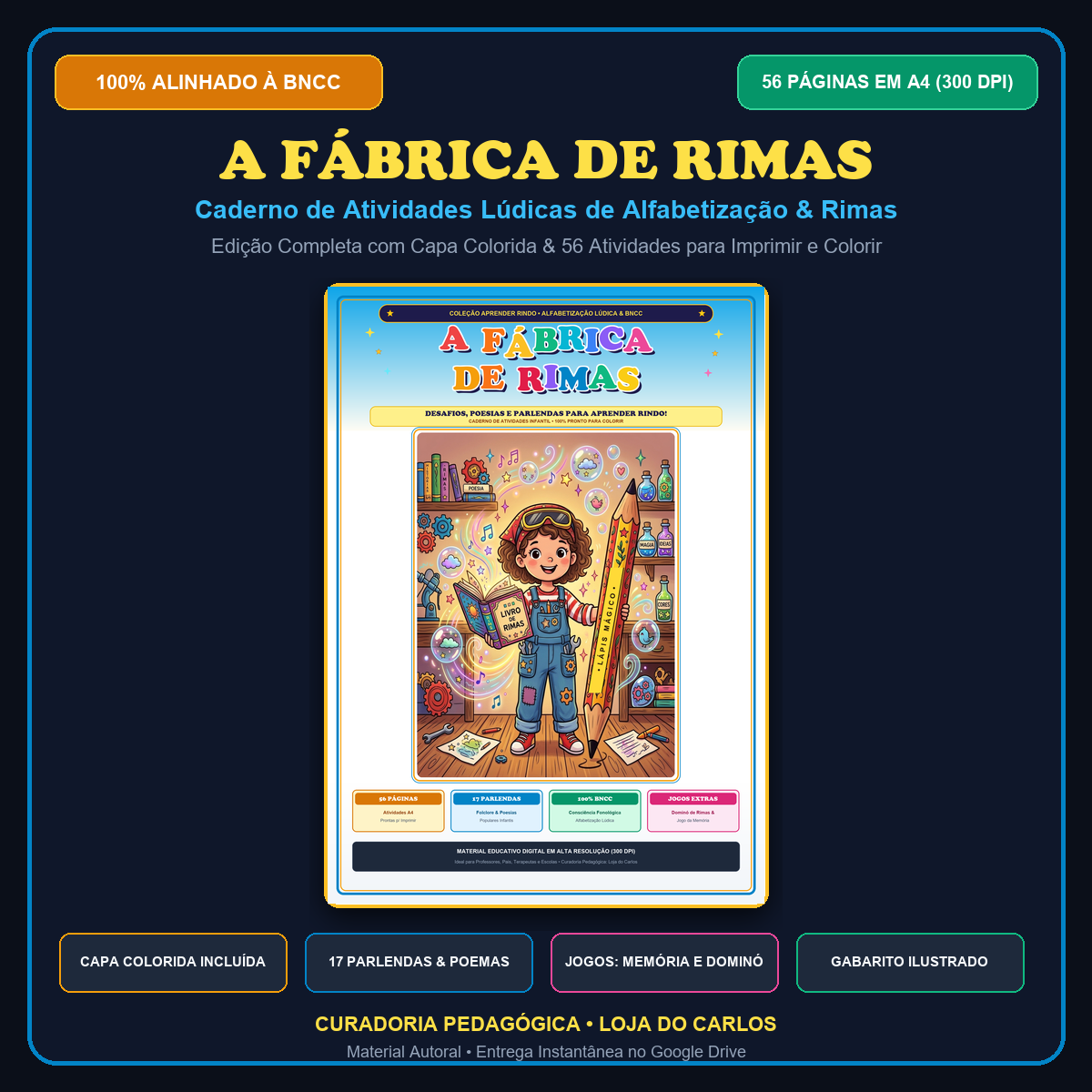 A Fábrica de Rimas: Desafios, Poesias e Parlendas (Livro de Atividades A4)